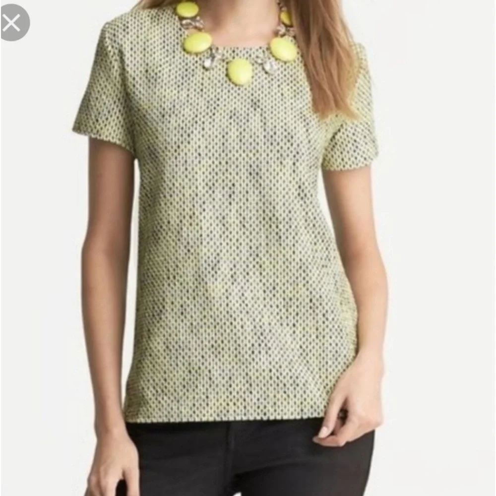 Banana Republic-Women’s Short Sleeve Tweed Top, Yellow & Black, Sz M - Picture 1 of 4